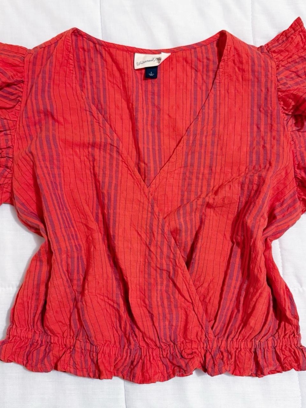 Universal thread red & purple striped cropped tank top